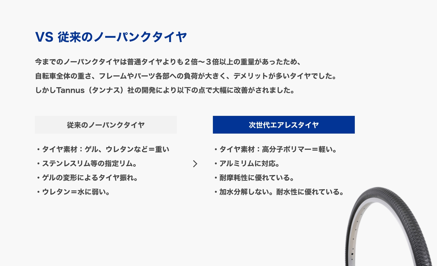 VS 従来のノーパンクタイヤ
